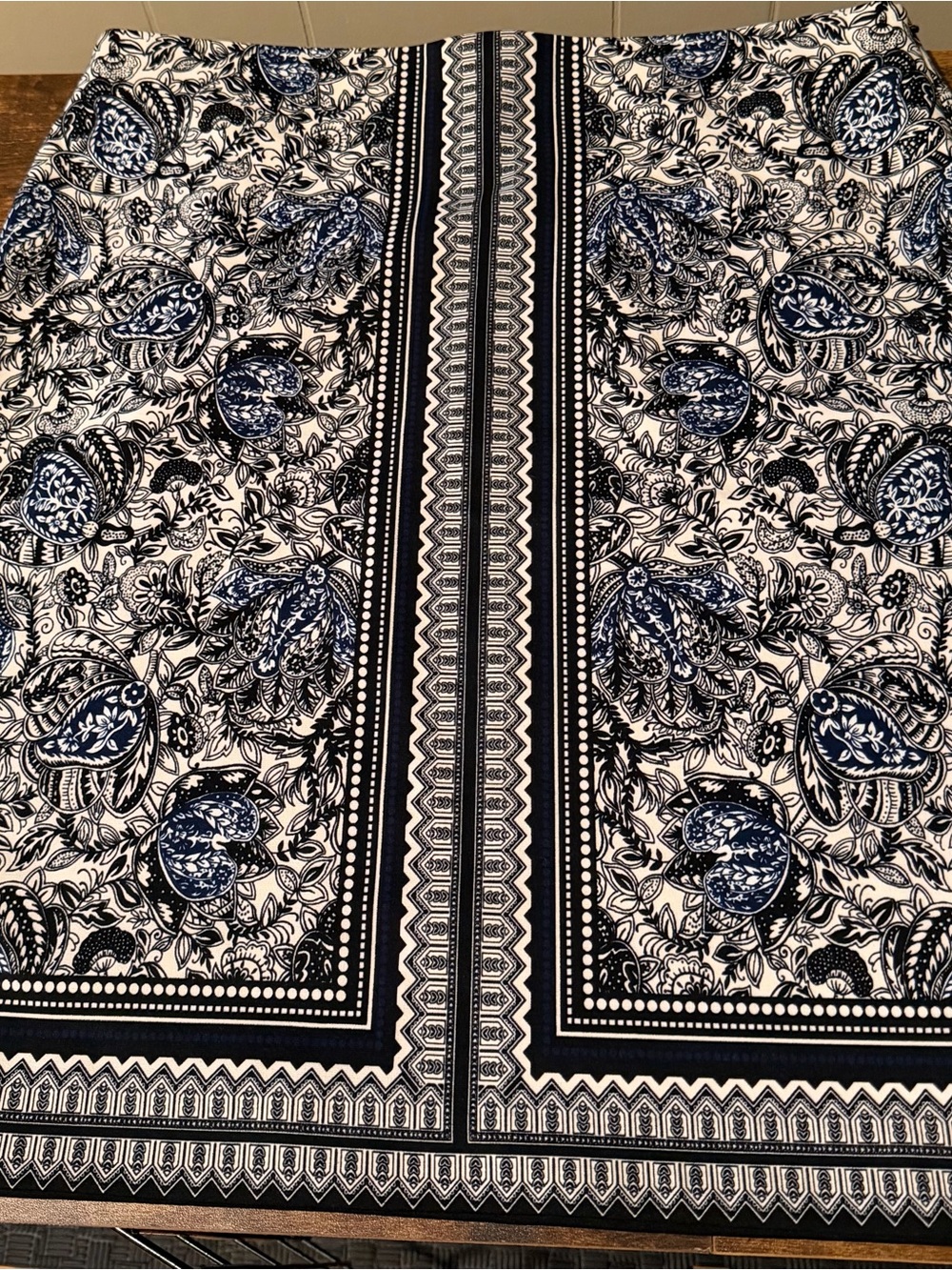 Talbots Black White and Blue Pattern Skirt